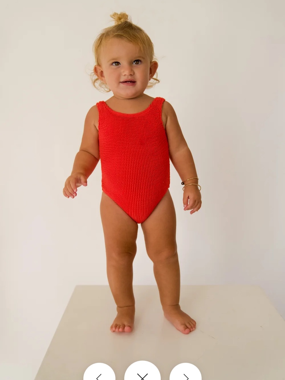 Classic Red Knit One-Piece Swimsuit for Kids